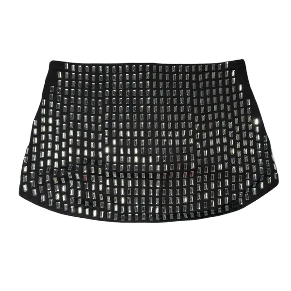 NWT Sequin Rhinestone Tube Top and Mini Skirt Two Piece Set Black Silver Med‎ - Image 11