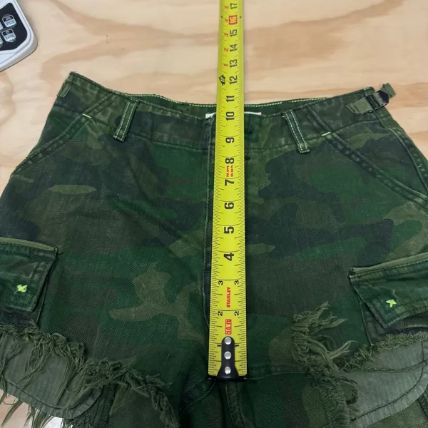 Free People We‎ The Free Commander Cutoff Denim Camo Shorts Military Green Cargo - Image 10