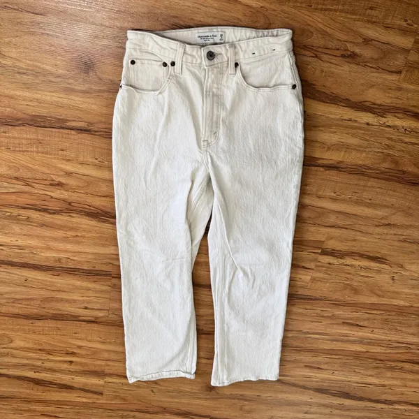 Abercrombie & Fitch Curve Love The 90s Relaxed Jean High Rise White 26 2R 5893 - Image 8