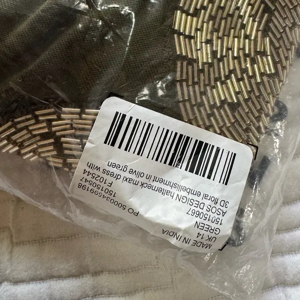 ASOS DESIGN halterneck maxi dress with 3D floral embellishment in olive green - Image 6
