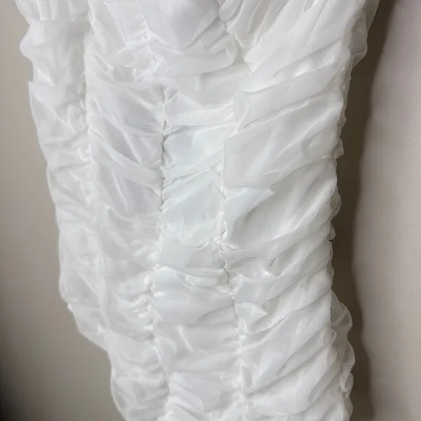 Le Lis Anthropologie One-Shoulder Ruched‎ Bodysuit Medium White Mesh NWT - Image 4