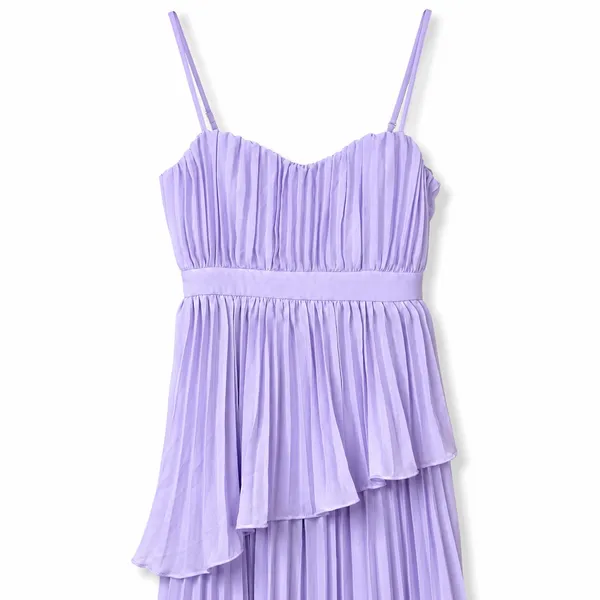 NEW Lulus Jehona Lavender Purple Pleated Chiffon Asymmetrical Tiered Maxi Dress - Image 6