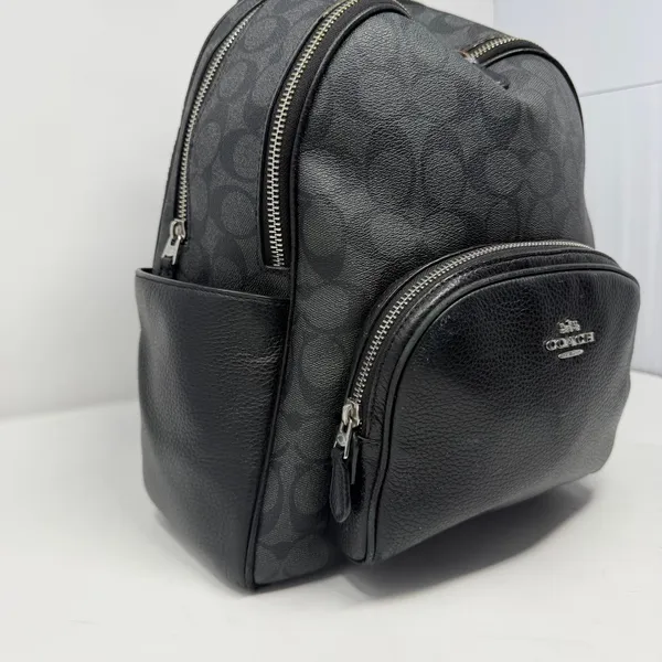 Coach Court Signature Canvas Pebble Leather Backpack Black Women One Size - Image 15