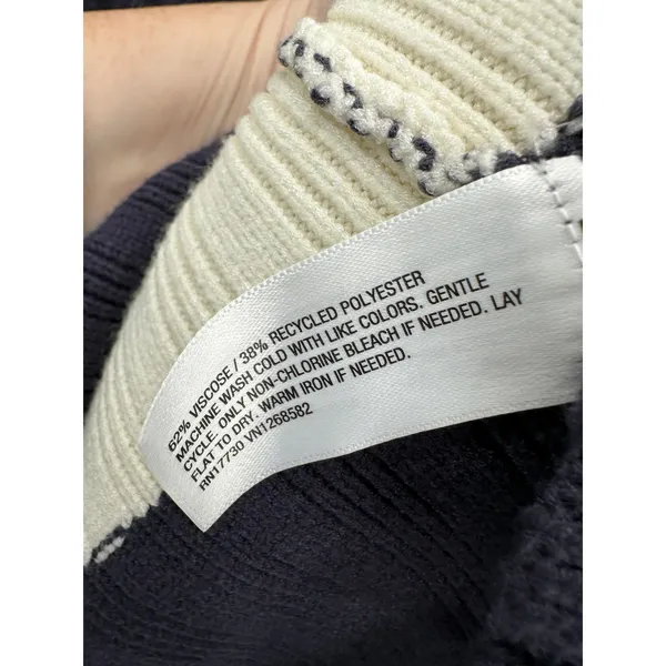 Future Collective Womens Chunky Knit Striped Sweater Dress Sz M Rugby Navy White - Image 7
