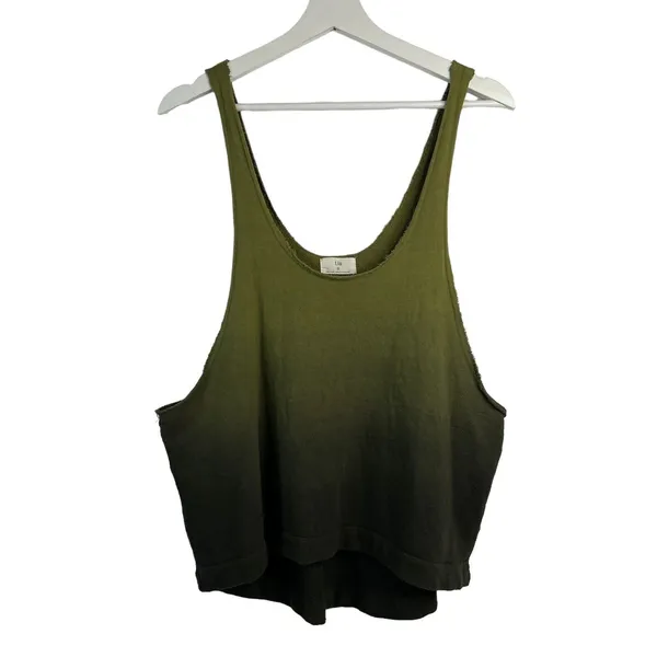 t.la Size S Tank Top Ombre Olive Green French Terry Raw Edge Anthropologie - Image 4