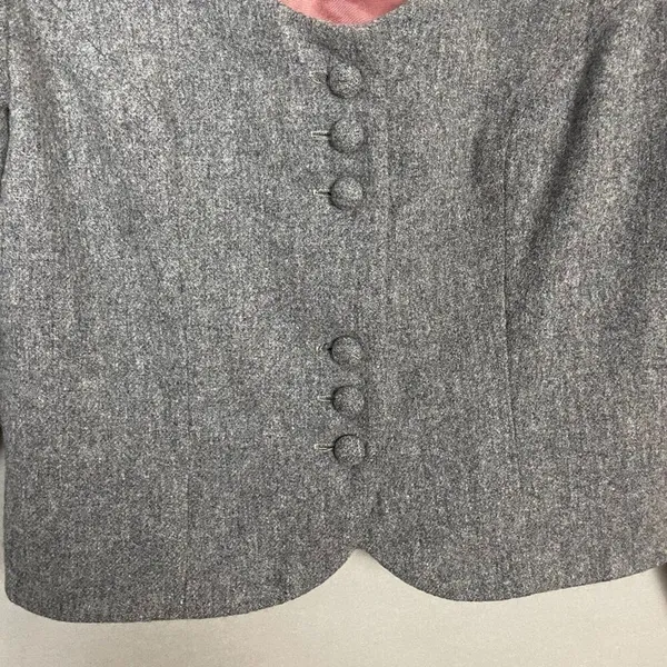 Vintage 1960s Cropped Blazer Jacket 3/4 Length Sleeves Women Carlette Twee Gray - Image 9