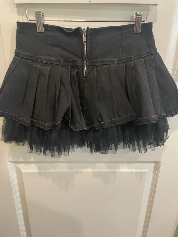 Royal Bones Pleated Black Skirt - Image 3