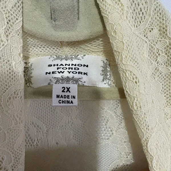 Shannon Ford New York Floral Ivory Lace Open Romantic Kimono Topper Cardigan 2X - Image 4