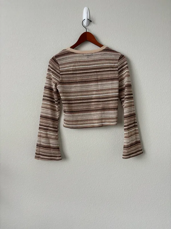 Almost Famous Brown and Cream Striped Long Sleeve - Image 5