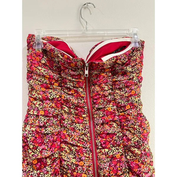 Forever‎ 21 Strapless Ruched Floral Mini Dress Y2K Bodycon Tube Sz M - Image 6
