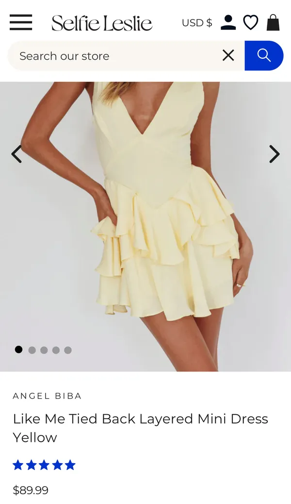 Selfie Leslie Yellow V neck Romper Medium - Image 4