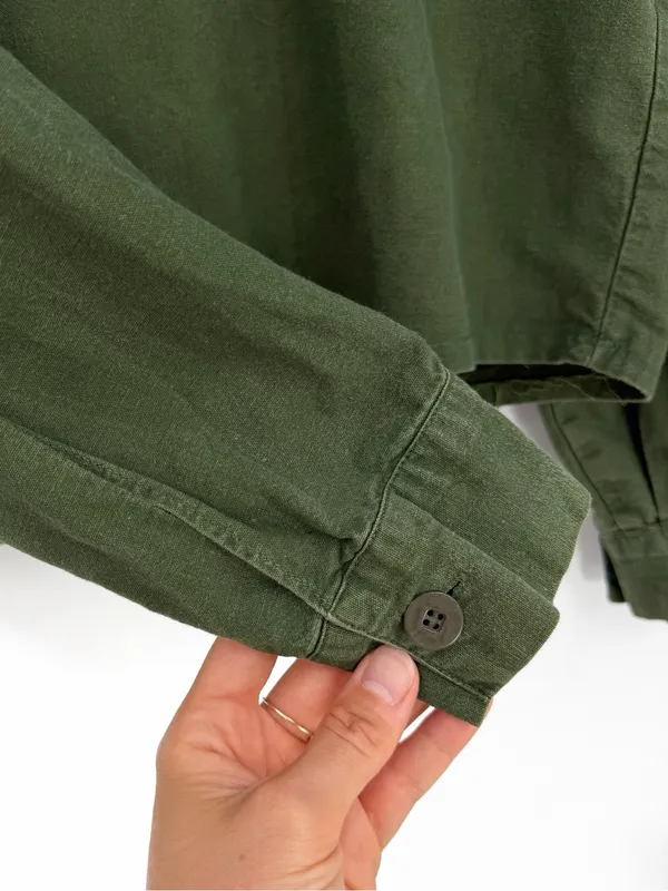 VTG Military Long Sleeve *Custom Cropped Green M - Image 4