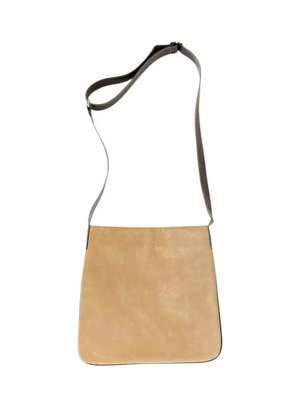 Old Navy Vintage Y2K 2002 Suede Leather Crossbody Tote Top Zip Bag Tan Brown - Image 2