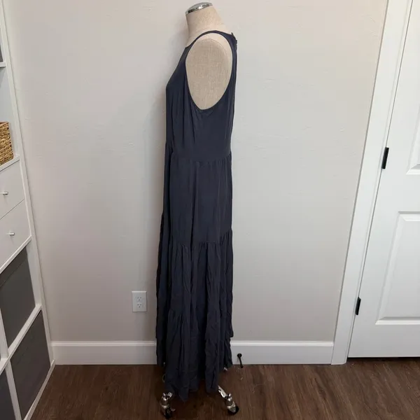 Richer Poorer Sleeveless Tiered Maxi Dress Gray High Neck Flowy Boho Summer - Image 13