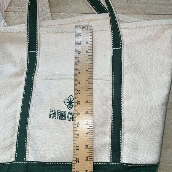 RESTORATION HARDWARE BOAT & TOTE‎ BEIGE Green CANVAS Large Logo - Image 3