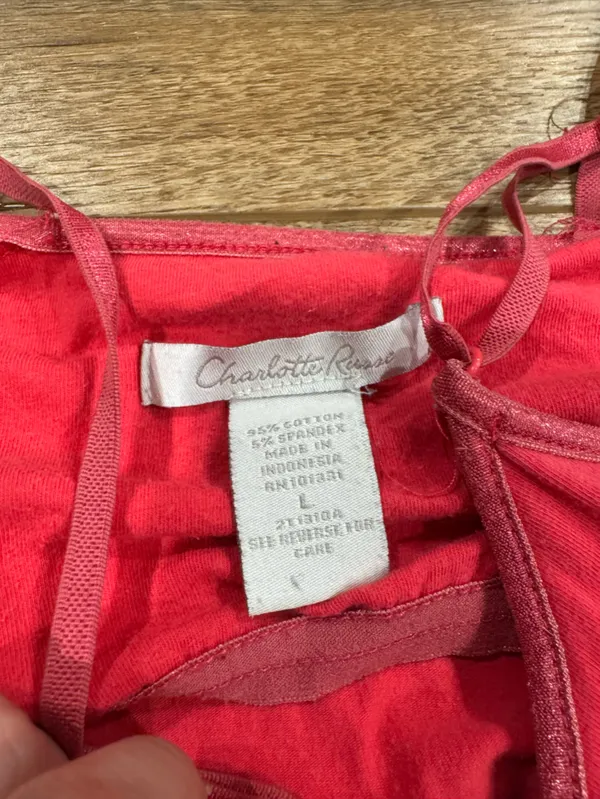 CHARLOTTE RUSSE Vintage 2000s Y2k Bright Pink Basic Cami Tank Top | Size Large - Image 2