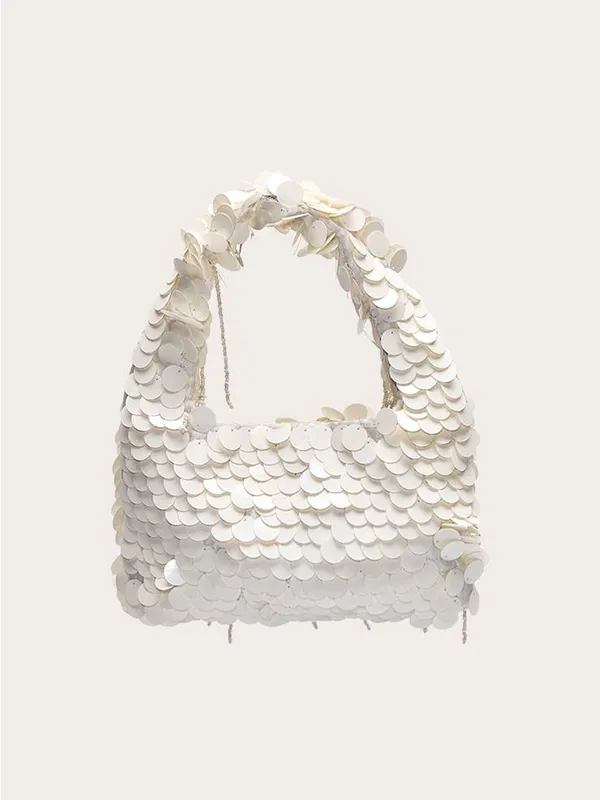 Pretty Little Thing Sequin Shaggy Mini Bag White OS NWT IN PACKAGE - Image 2