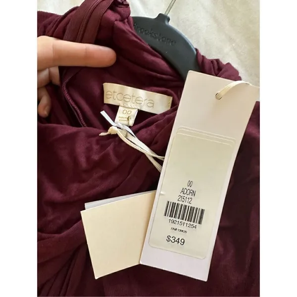 NWT Etcetera Wine Adorn Dress Size 00 - Image 4