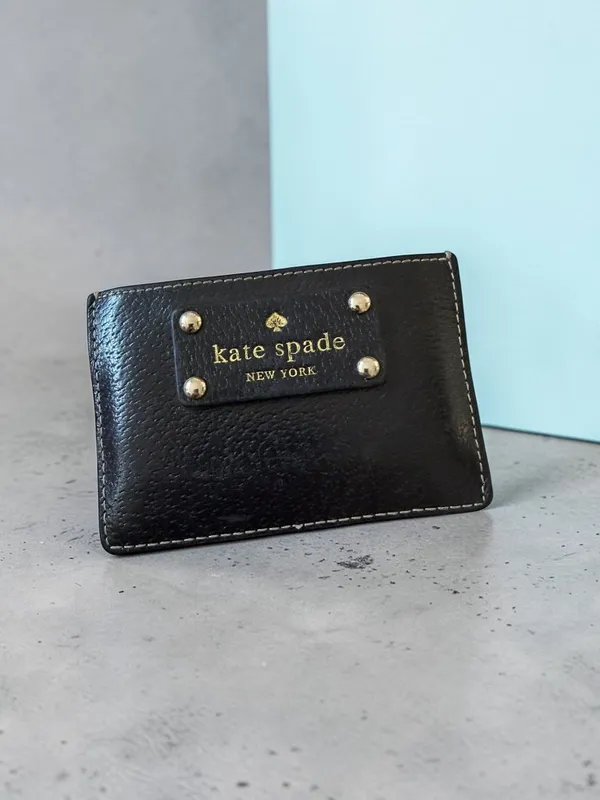 KATE SPADE Black Leather Card Case Holder Wallet - Image 2