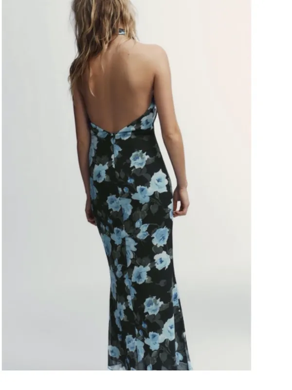 LONG FLORAL PRINT DRESS‎ WITH KNOT DETAIL, Zara women - Image 3