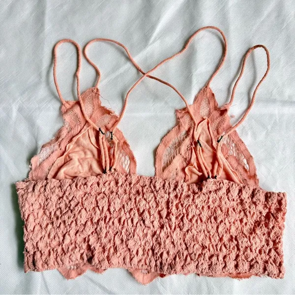 Free People FP One Adella Lace Bralette, Faded Coral, Size S, VGUC - Image 2