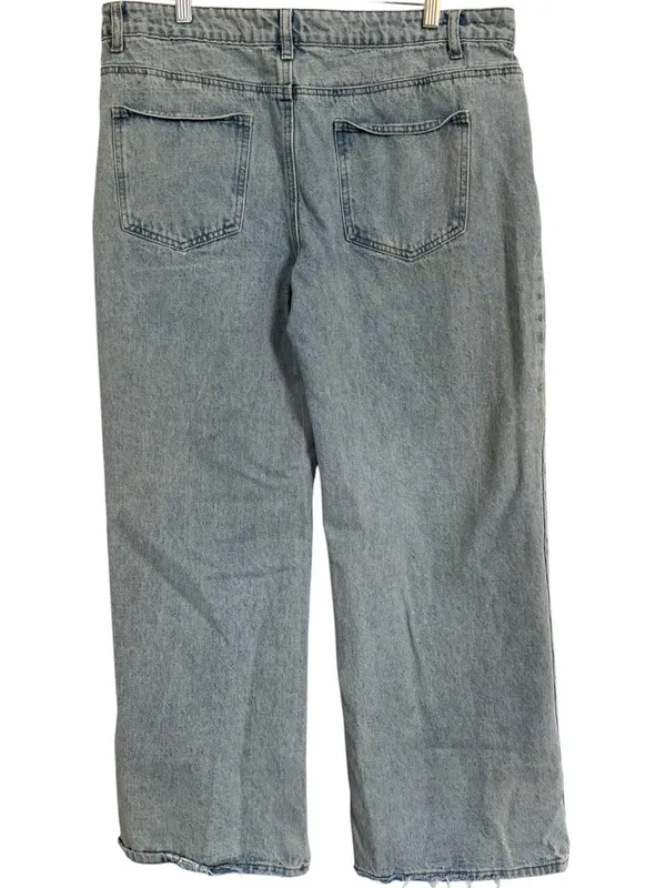 EDIKTED Light Wash Wide Leg Baggy Jeans Womens XL Y2K Double Button - Image 4
