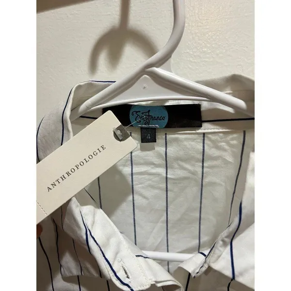 Anthropologie Eva Franco NWT Small Women Striped Front Tie Button Down Shirt - Image 6