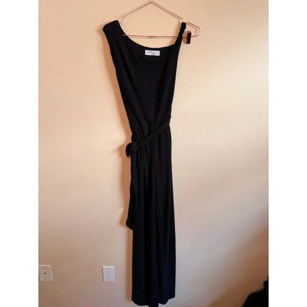 Petal + Pup Jumpsuit Womens Medium Black One Shoulder Shimmer Wide Leg JS5065 - Image 3