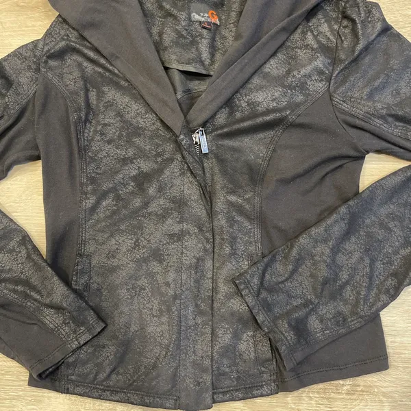 Guess Women’s moto Jacket black hooded Faux Leather S - Image 4