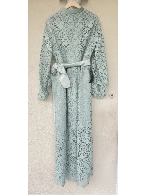 Tuckernuck Sage Lace Calliope Dress M Eyelet Long Puff Sleeve Wedding Feminine - Image 8