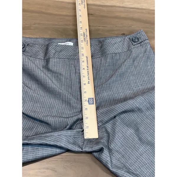 Loft Pants Size 14 Ann Crop Wide Leg Gray White Pinstripe High Rise Cotton - Image 5
