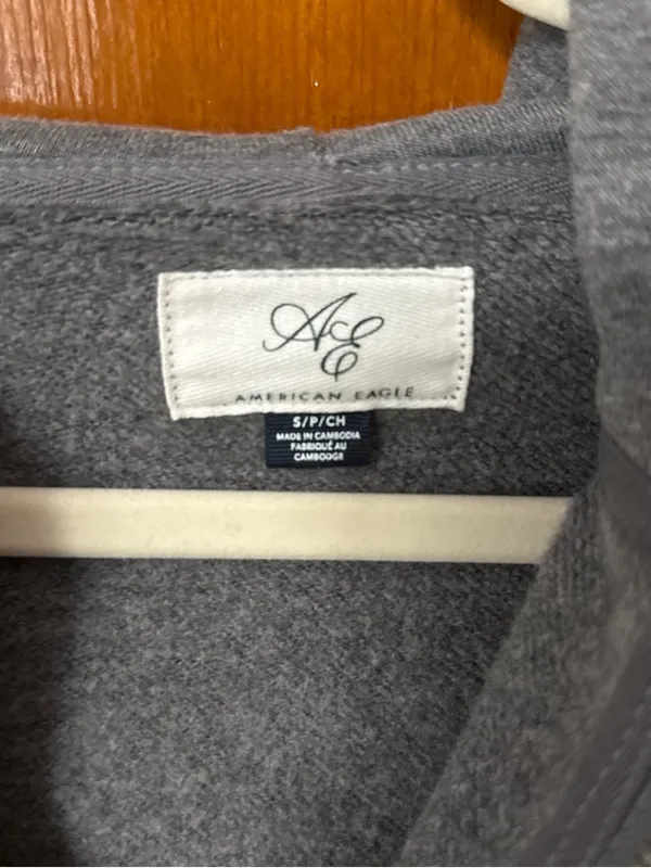 American Eagle Outfitters Gray Zip-Up Hoodie - Image 3