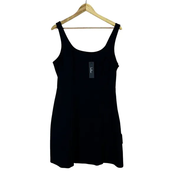 NWT Lulus Social Sensation Mini Dress Solid Black Classic Side Slit Size XL - Image 3