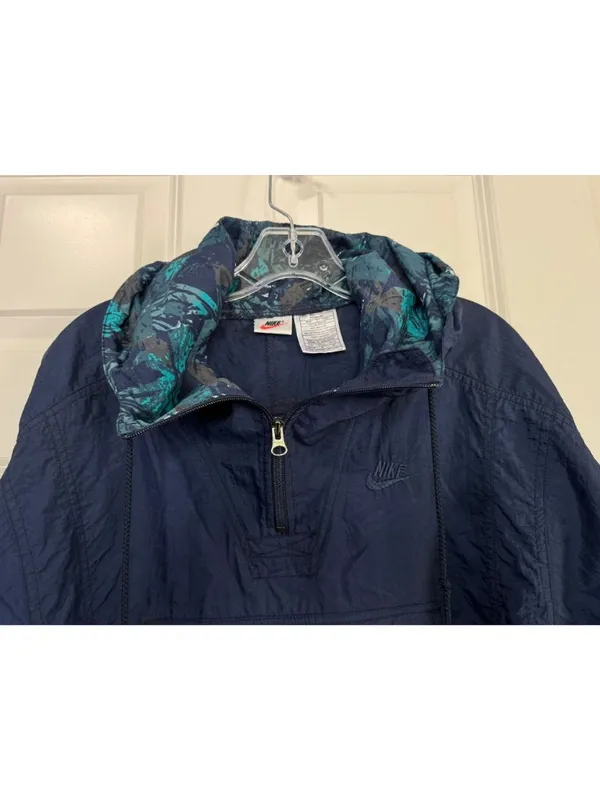 Vintage Nike Windbreaker Jacket Nylon 1/4 Zip Pullover Navy Blue 1990s Women's M - Image 3