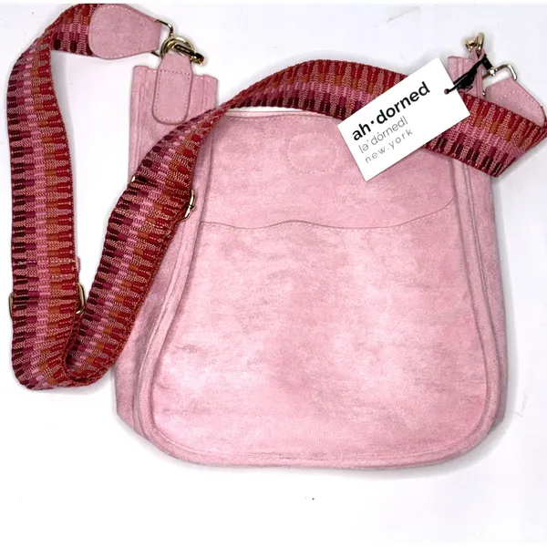 Ahdorned‎ Pink Vegan Suede Messenger Bag with Two Interchangeable Straps NWT - Image 6