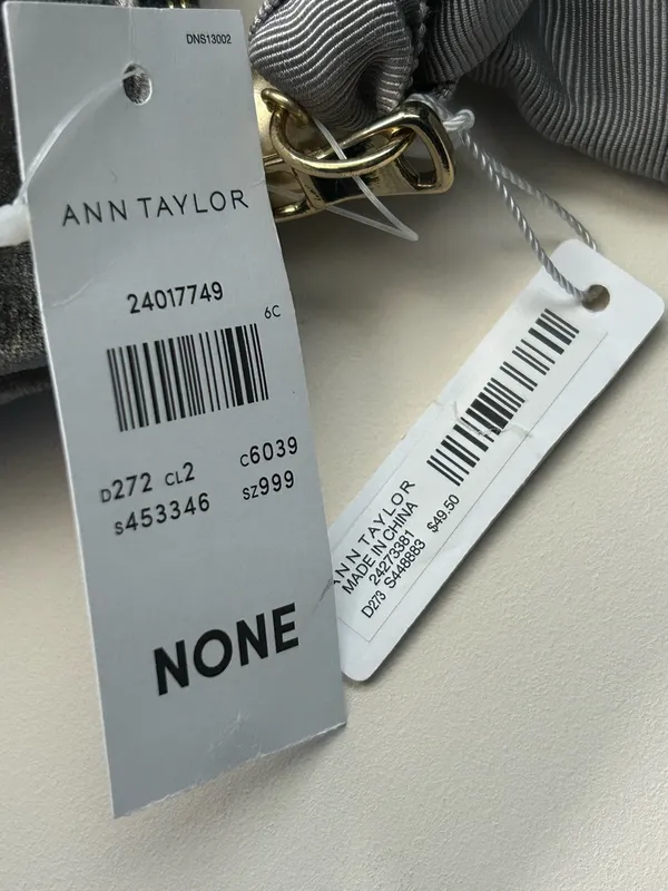 Anne Taylor Gray Velvet Zip Pouch Purse Clutch & Bow Accent NWT - Image 10