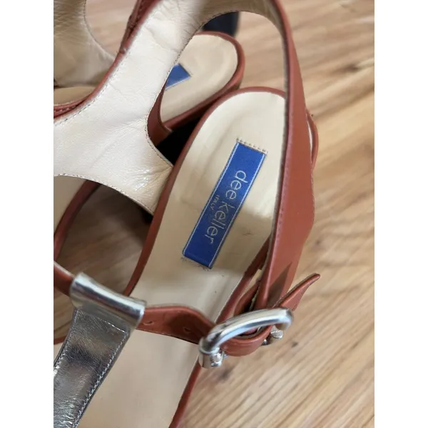 Dee Keller Silver and Brown Strappy Heeled Sandals Size 6.5 - Image 3