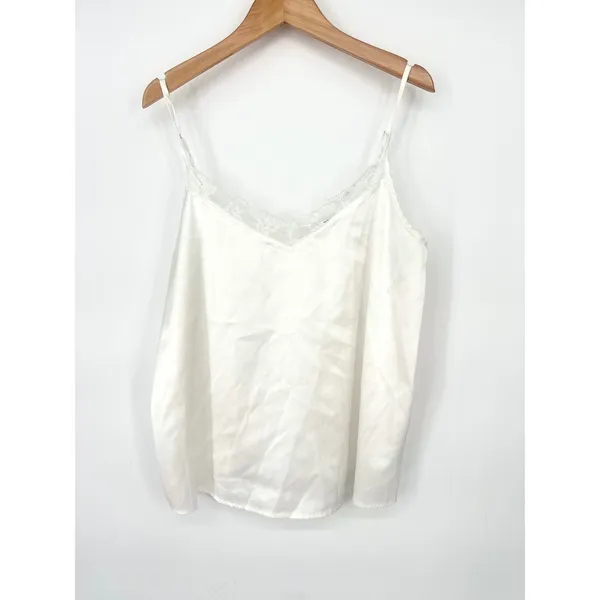 Zeagoo Cami Top Womens M Pink White Lace Trim Satin Lightweight 2‎ Pack Layering - Image 6