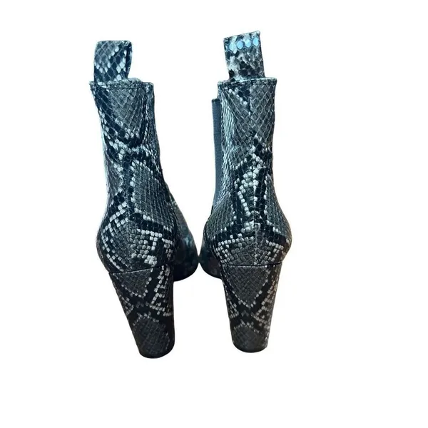 Steve Madden Grey Black Snakeskin Pointed Toe Block Heel Chelsea Boots 6.5M‎ - Image 10