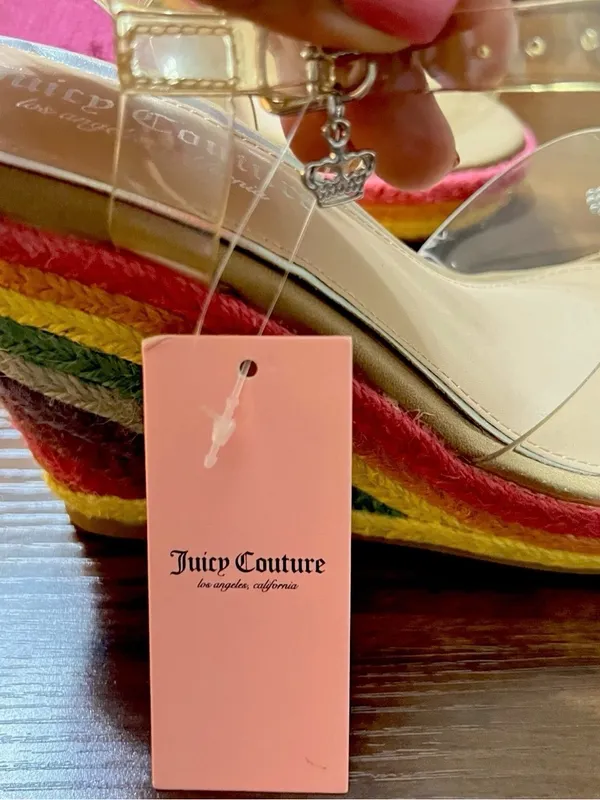 Juicy Couture Pink Espadrille Platform Sandals with Clear Straps - Image 3