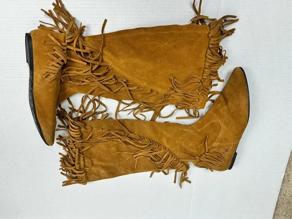 Sam Edelman Utah Suede Knee High Fringe Boots Size 8.0 M - Image 10