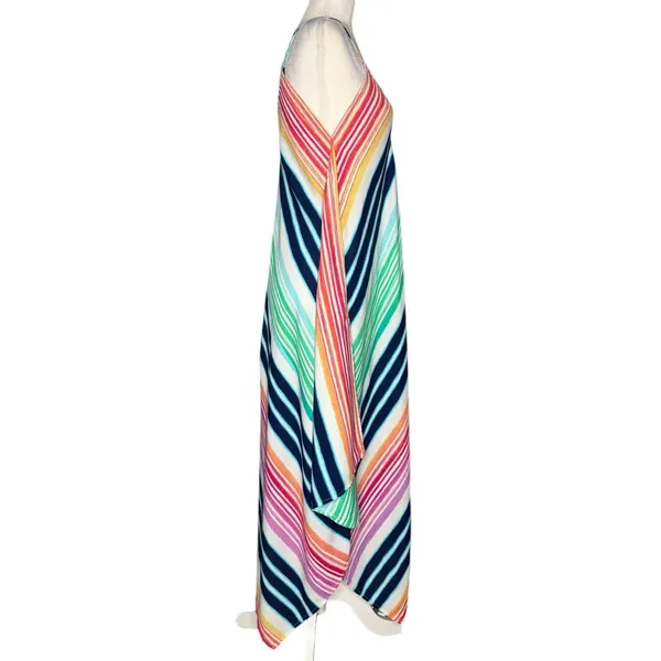 Tommy Bahama S/M Colorful Striped Handkerchief Hem Midi Scarf Dress Beach Resort - Image 7