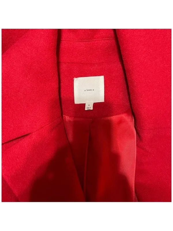 A Loves A Women's Red Wool Belted Coat Size Small - Image 6