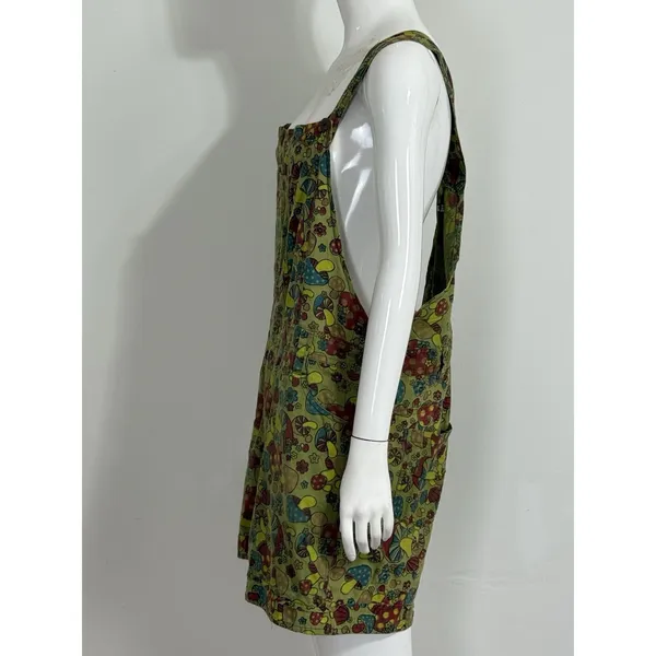 Vintage Jayli Women’s Mushroom Print Overall Shorts Retro Boho Hippie Size XL - Image 4