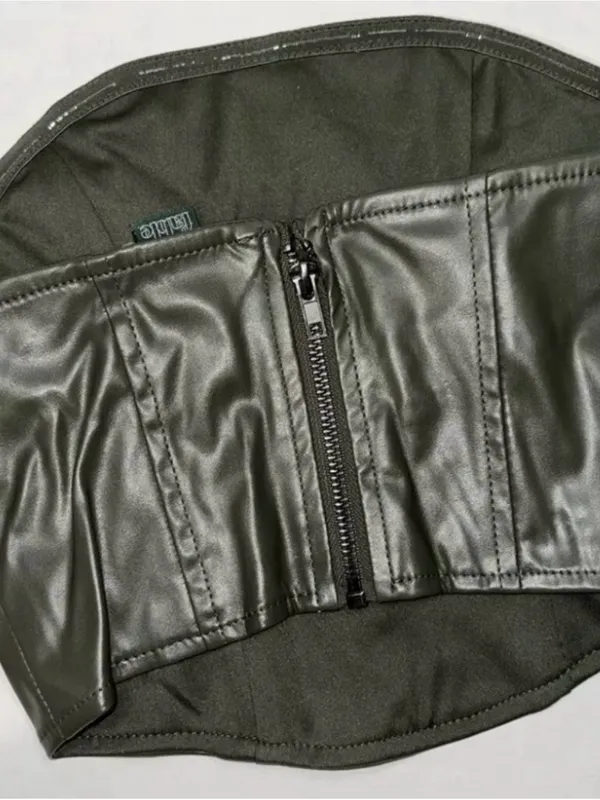 wild fable Olive Green Leather Tube Top - Image 2