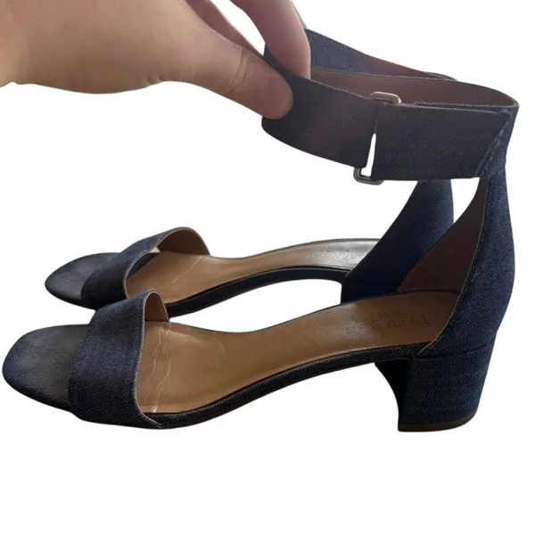Franco Sarto Rosalina Sandals Ankle Strap Block Heel Women's 10 Blue Denim - Image 2