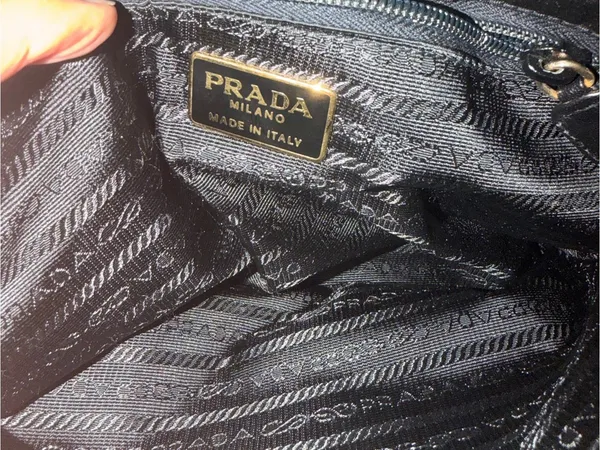 Prada Tessuto Nylon Chain Shoulder Bag Black Triangle Logo Pre-owned Auth VTG - Image 10