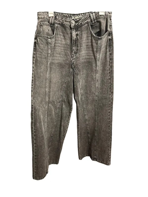 Charcoal Acid Wash Wide Leg Vintage Streetwear Denim Jeans - Image 2