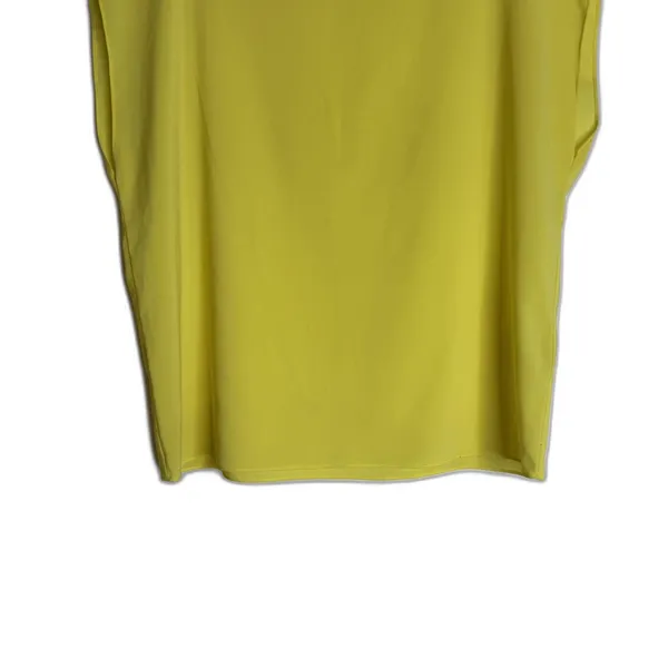 Alice + Olivia Blouse Womens Medium Yellow Sleeveless Sheer Boat Neck Top - Image 3
