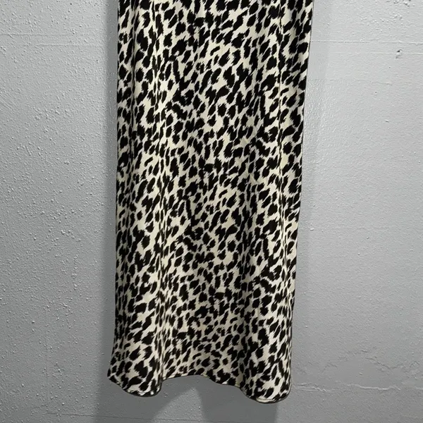 Francescas White Black Cheetah Leopard Print‎ Midi Slip Skirt Womens Size Small - Image 4
